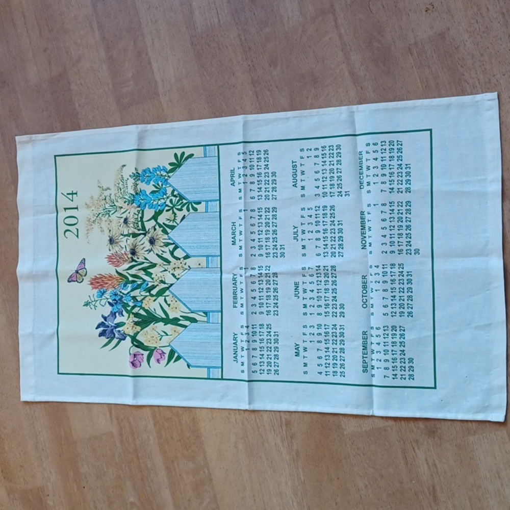 Calendar towel 2014 flowers butterfly